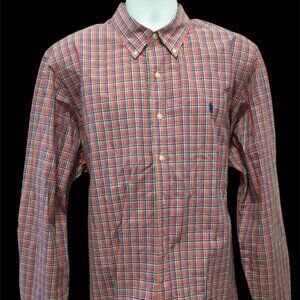 Ralph Lauren Shirt Mens XL Red Pony SPRING PLAID COLORS Long‎ Sleeve Button Down